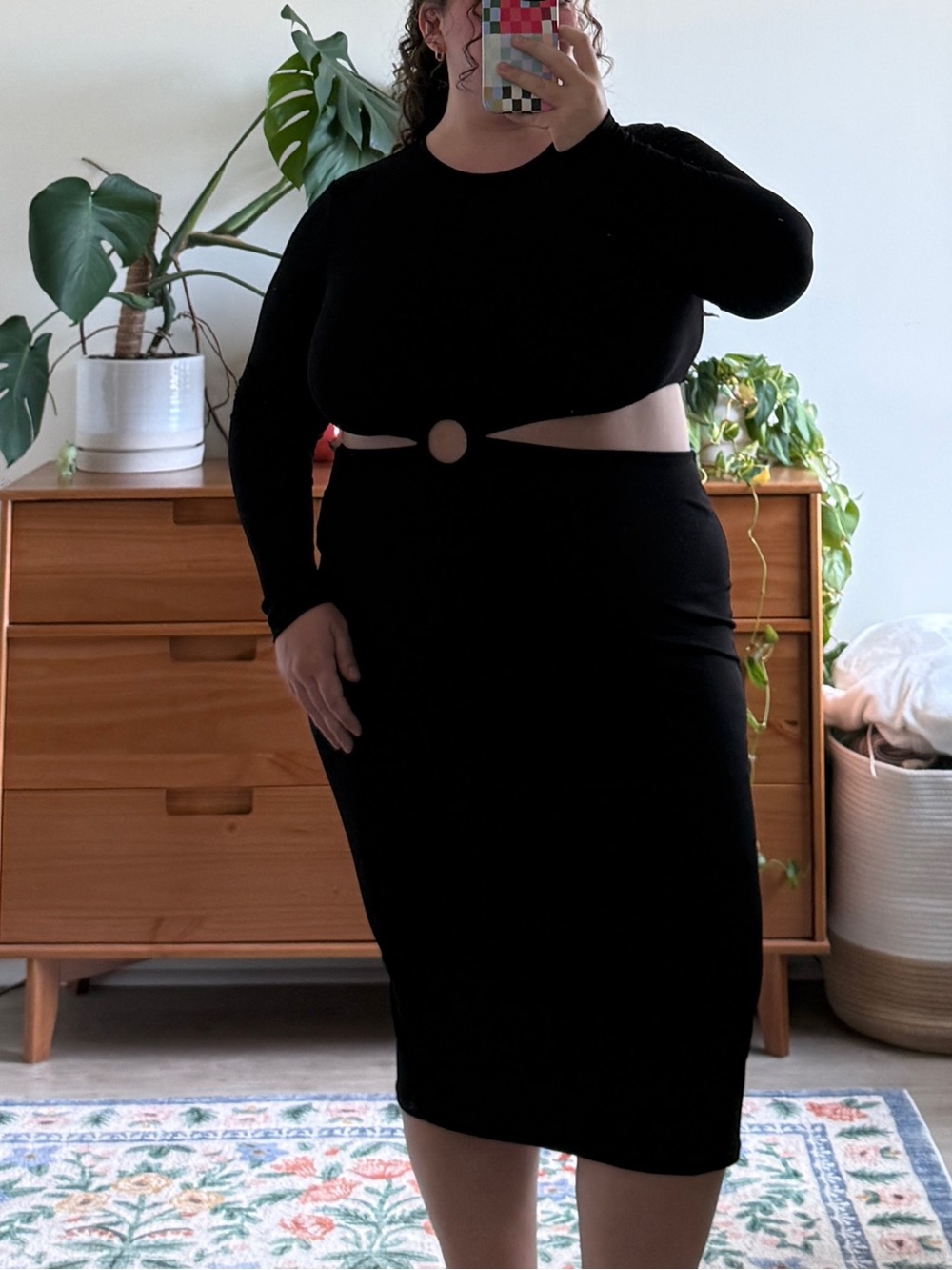 H&M Black Cutout Midi Dress